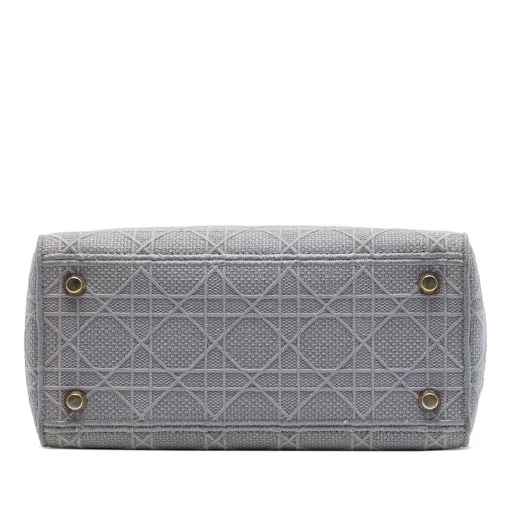 Dior Medium brodé Toile Cannage Lady D Lite