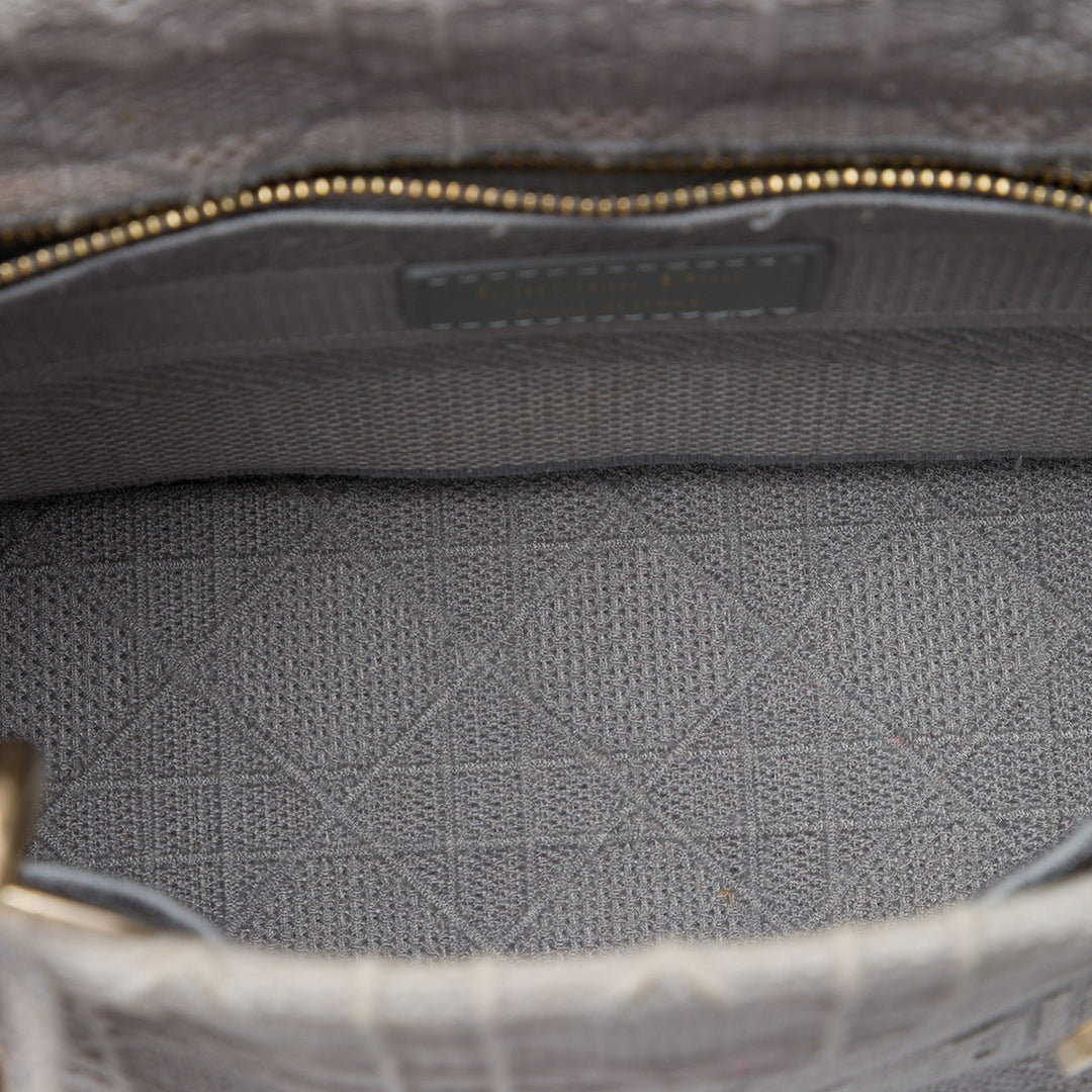 Dior Medium brodé Toile Cannage Lady D Lite