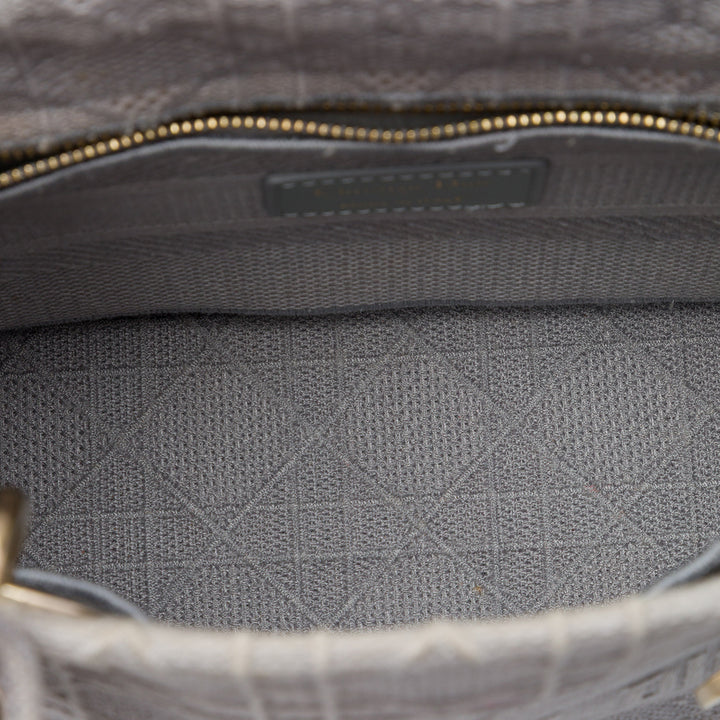 Dior Medium brodé Toile Cannage Lady D Lite