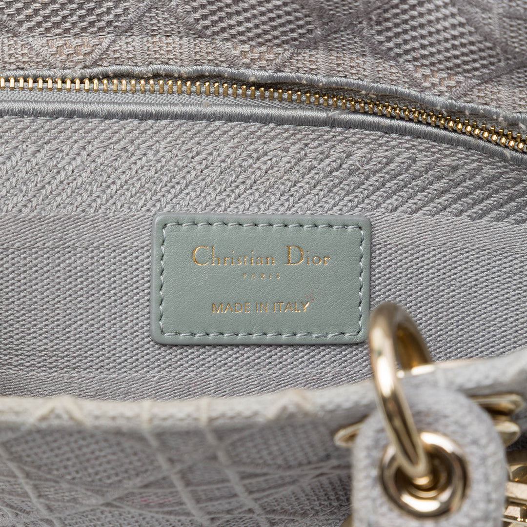 Dior Medium brodé Toile Cannage Lady D Lite