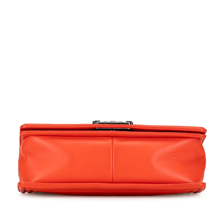 Medium Chevron Lambskin Boy Flap Orange - Gaby Paris