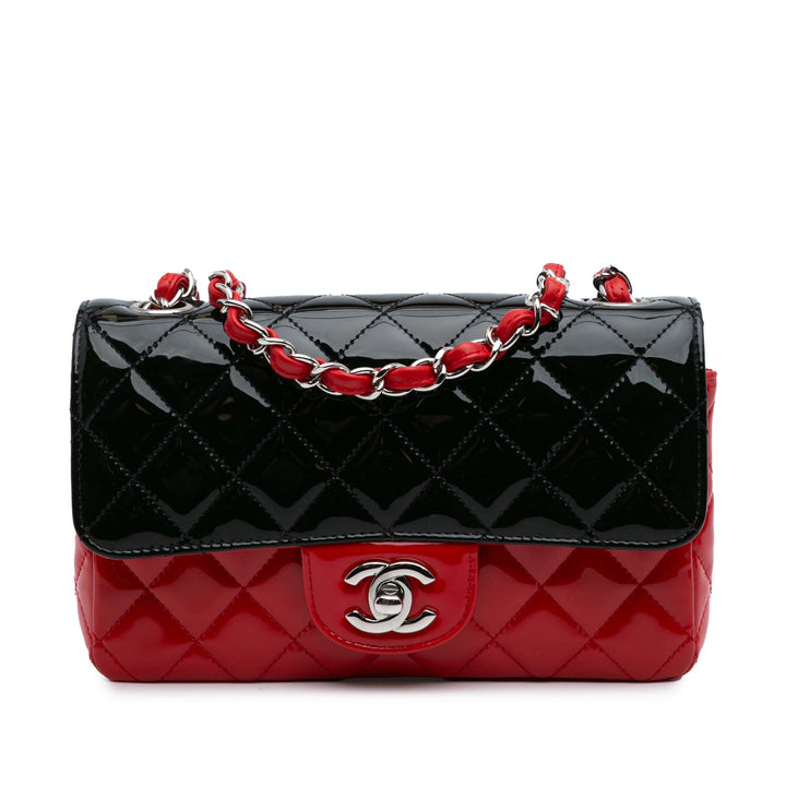 Mini Rectangular Classic Bicolor Patent Single Flap Red - Gaby Paris
