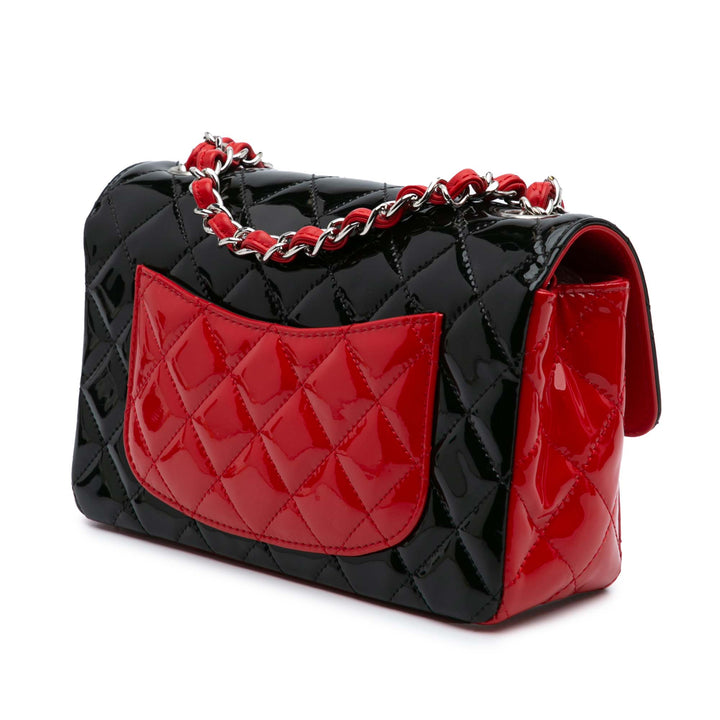Mini Rectangular Classic Bicolor Patent Single Flap Red - Gaby Paris