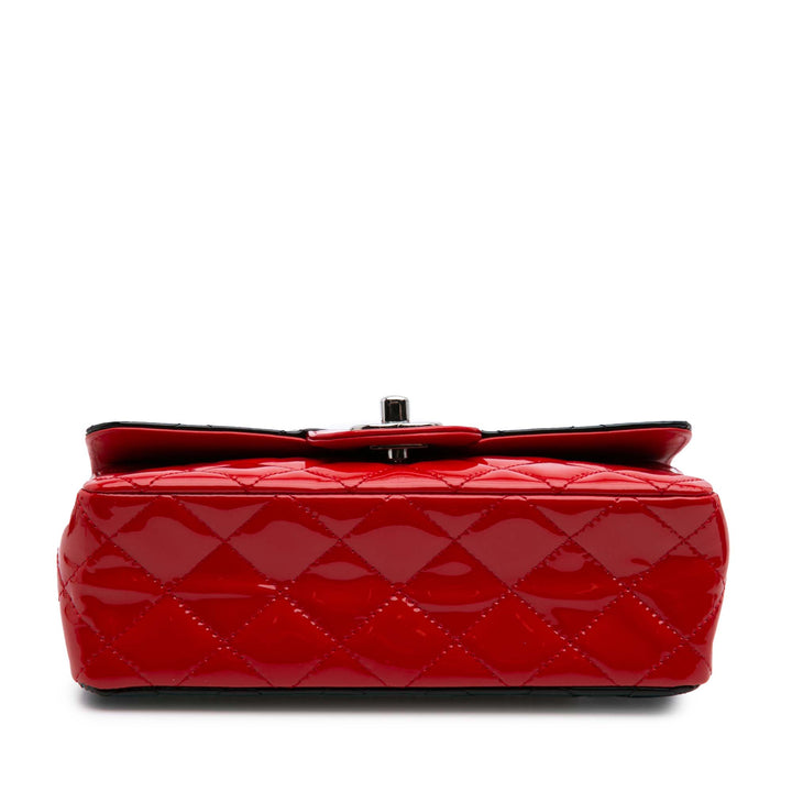 Mini Rectangular Classic Bicolor Patent Single Flap Red - Gaby Paris