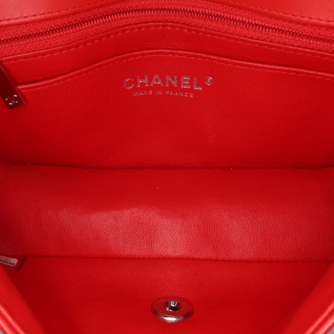Mini Rectangular Classic Bicolor Patent Single Flap Red - Gaby Paris
