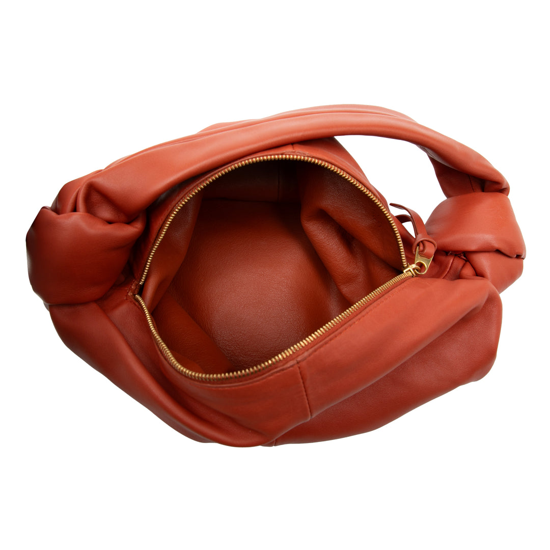 Bottega Veneta Sac à main Double Knot Mini Cuir de veau Orange – vue 4 – GABY PARIS