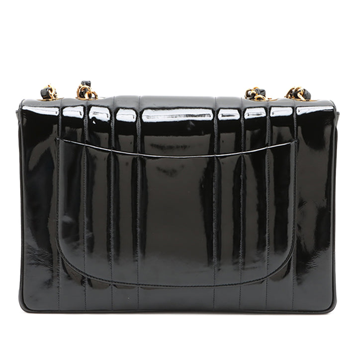 Chanel Jumbo Cuir verni Vertical Quilt Mademoiselle Flap Noir – GABY PARIS Authentique