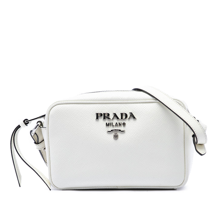 Prada Sac caméra Lux Saffiano Blanc – vue principale – GABY PARIS