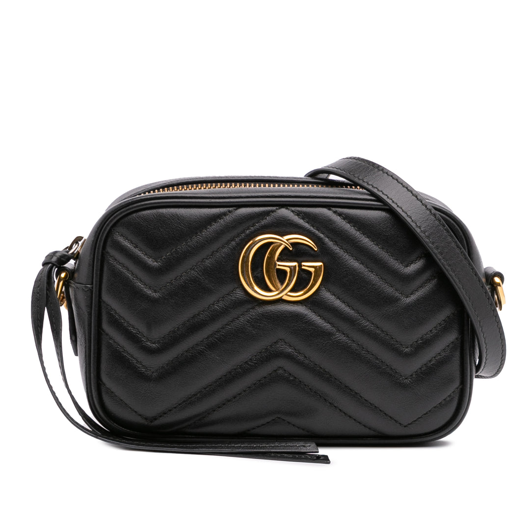 Mini GG Marmont Matelasse Leather Crossbody Black - Gaby Paris