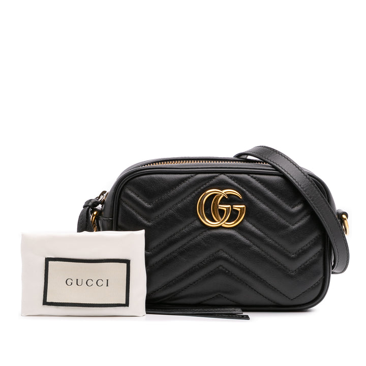 Mini GG Marmont Matelasse Leather Crossbody Black - Gaby Paris