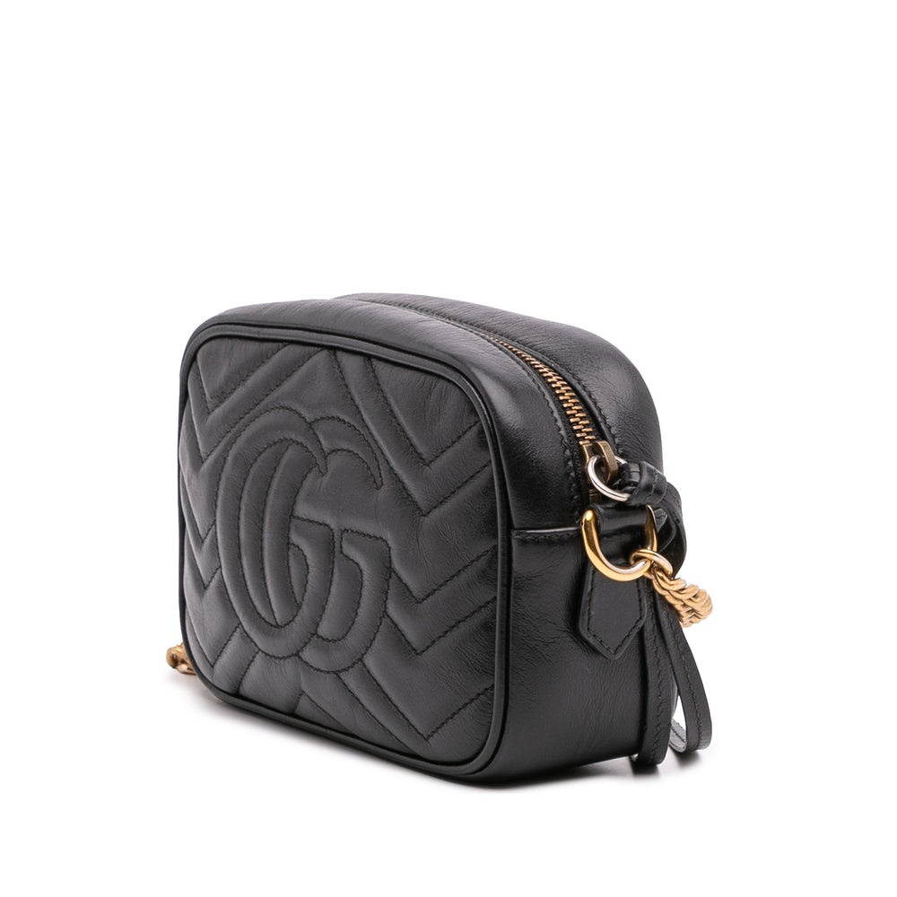 Mini GG Marmont Matelasse Leather Crossbody Black - Gaby Paris