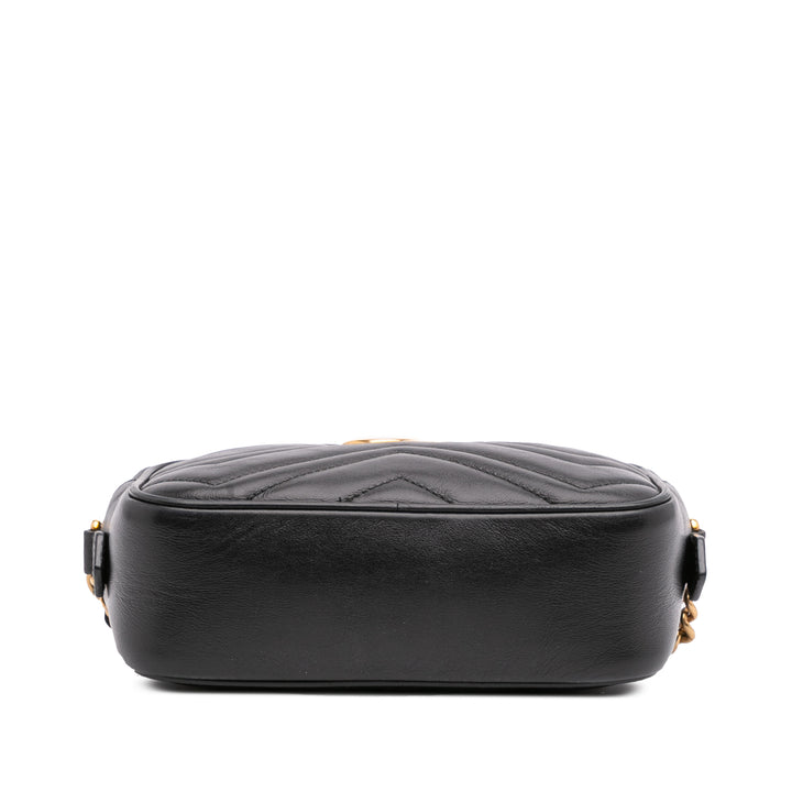 Mini GG Marmont Matelasse Leather Crossbody Black - Gaby Paris