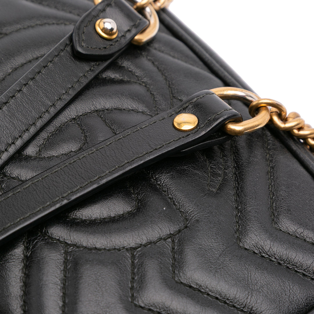 Mini GG Marmont Matelasse Leather Crossbody Black - Gaby Paris