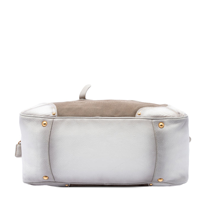 Prada Cuir à finitions Toile Canapa Logo Fringe Bauletto Sac
