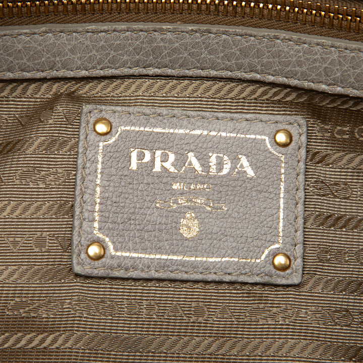Prada Cuir à finitions Toile Canapa Logo Fringe Bauletto Sac