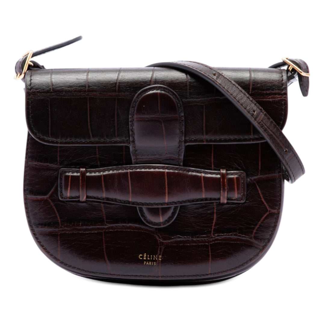 Celine Sac bandoulière embossé Symmetrical Mini Cuir de veau Marron – vue principale – GABY PARIS