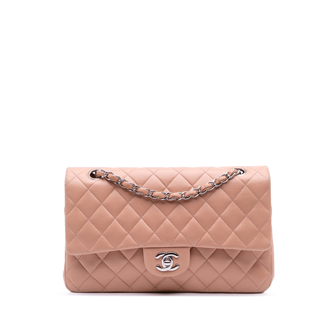 Medium Classic Lambskin Double Flap Brown - Gaby Paris