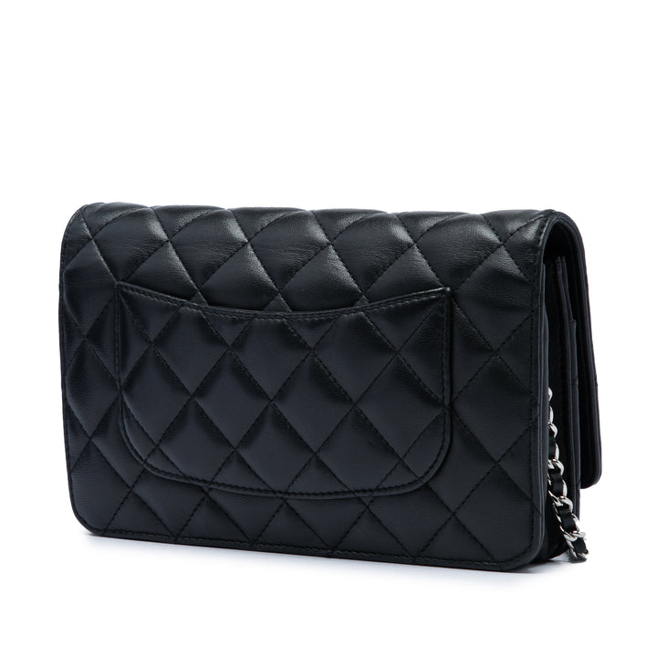 CC Matelassé Wallet on Chain Cuir d'agneau Noir