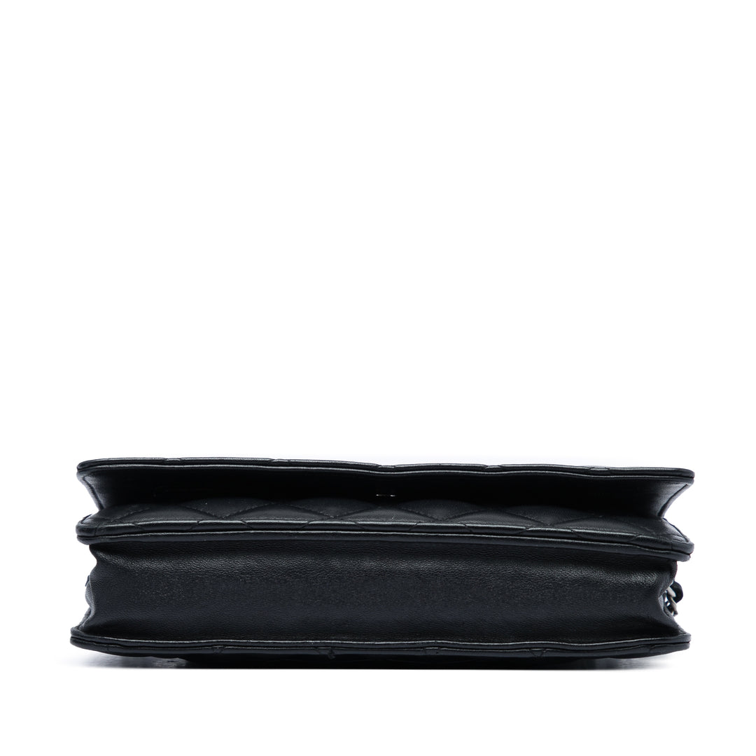 CC Matelassé Wallet on Chain Cuir d'agneau Noir