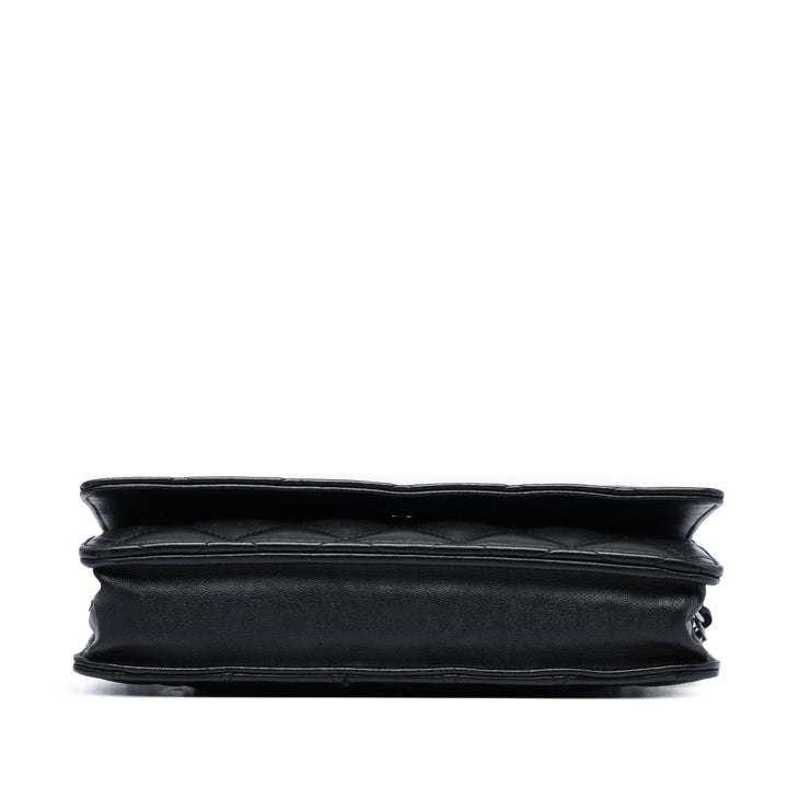 CC Matelassé Wallet on Chain Cuir d'agneau Noir