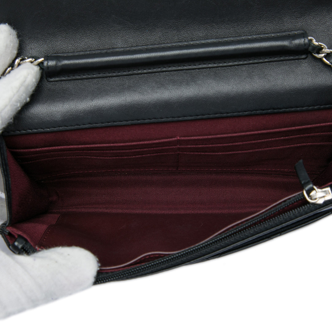 CC Matelassé Wallet on Chain Cuir d'agneau Noir