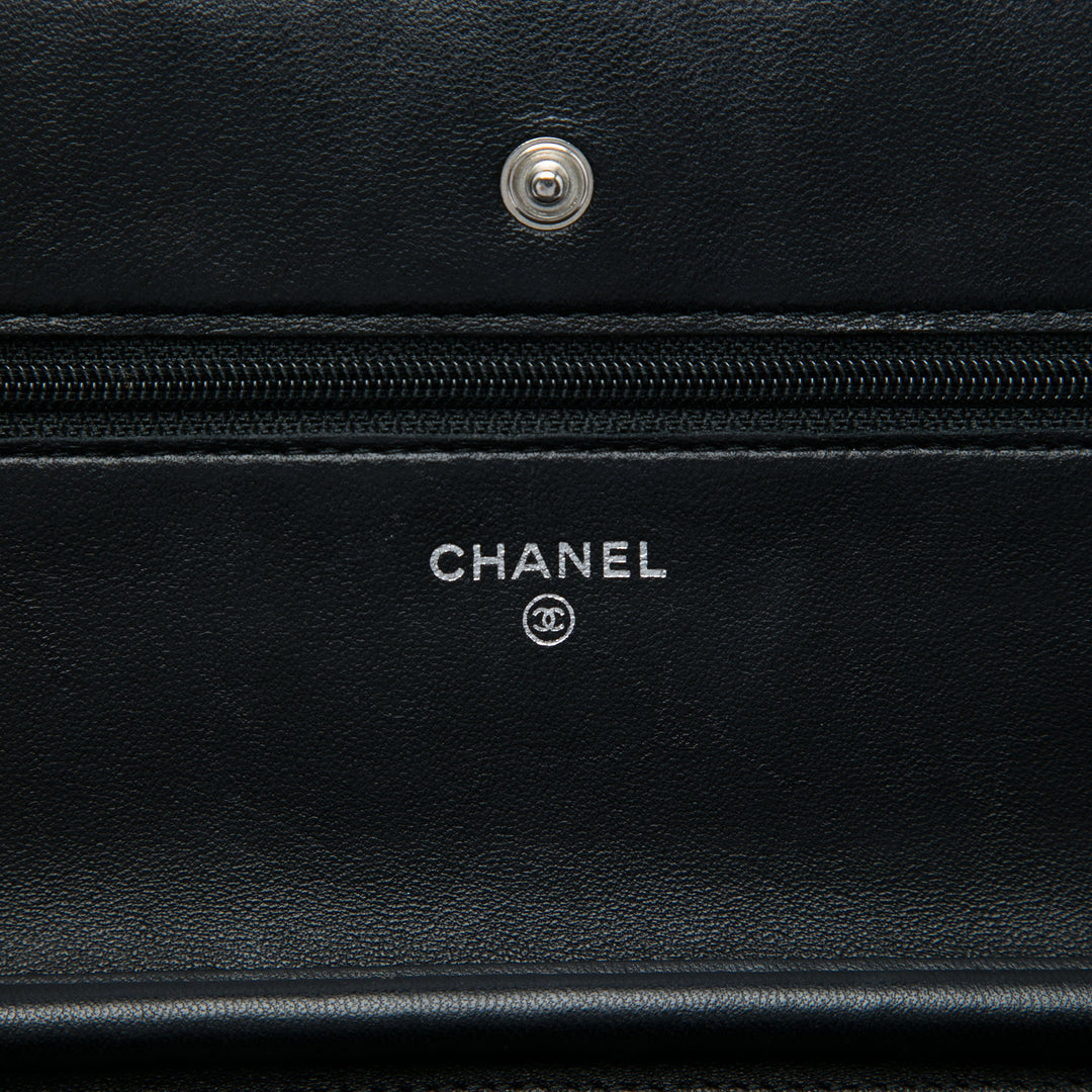 CC Matelassé Wallet on Chain Cuir d'agneau Noir