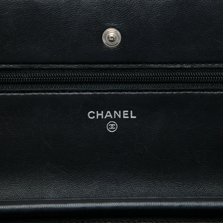 CC Matelassé Wallet on Chain Cuir d'agneau Noir