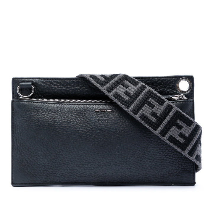 Fendi Cuir de veau FF 1974 Flat Pochette Sac porté croisé