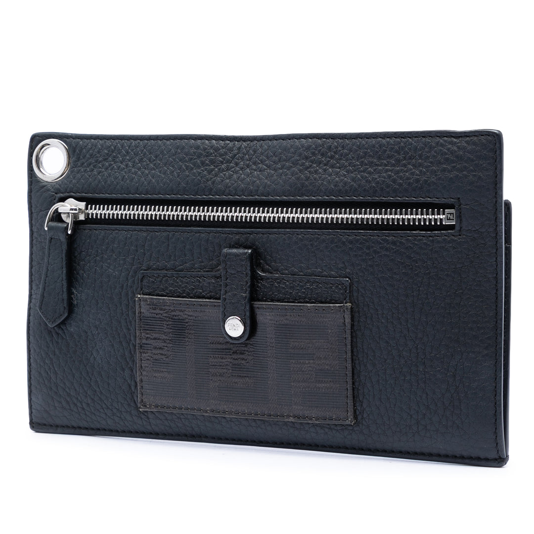 Fendi Cuir de veau FF 1974 Flat Pochette Sac porté croisé