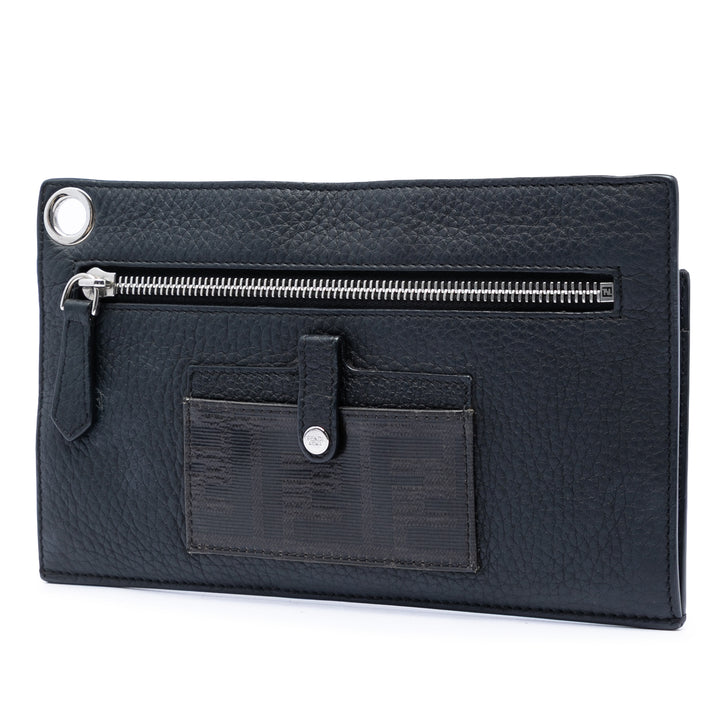 Fendi Cuir de veau FF 1974 Flat Pochette Sac porté croisé