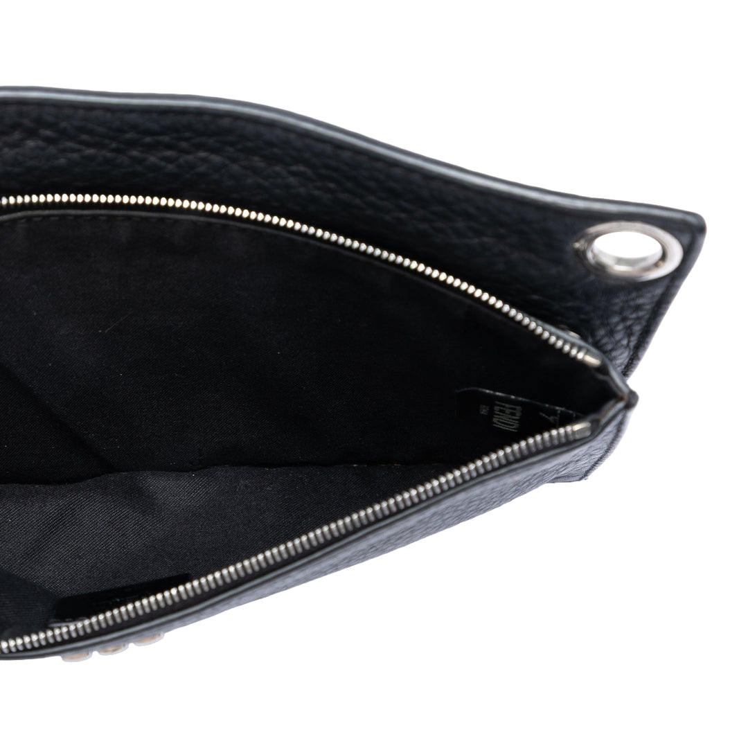 Fendi Cuir de veau FF 1974 Flat Pochette Sac porté croisé