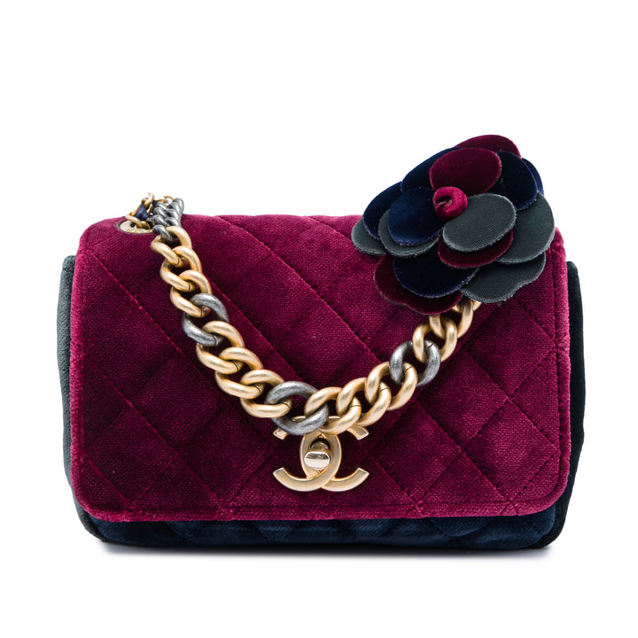 Chanel Paris Cosmopolite Small Tricolor Matelassé Velours Private Affair Camellia à rabat