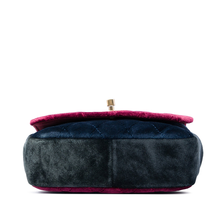 Chanel Paris Cosmopolite Small Tricolor Matelassé Velours Private Affair Camellia à rabat