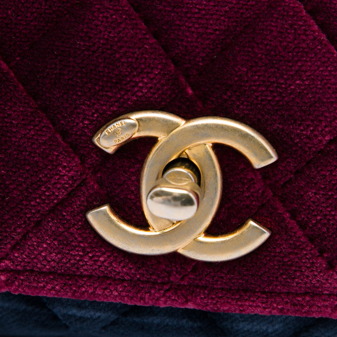 Chanel Paris Cosmopolite Small Tricolor Matelassé Velours Private Affair Camellia à rabat