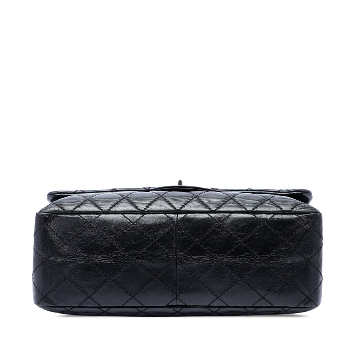 Matelassé vieilli Reissue 2.55 Double rabat 227 Cuir de veau Noir