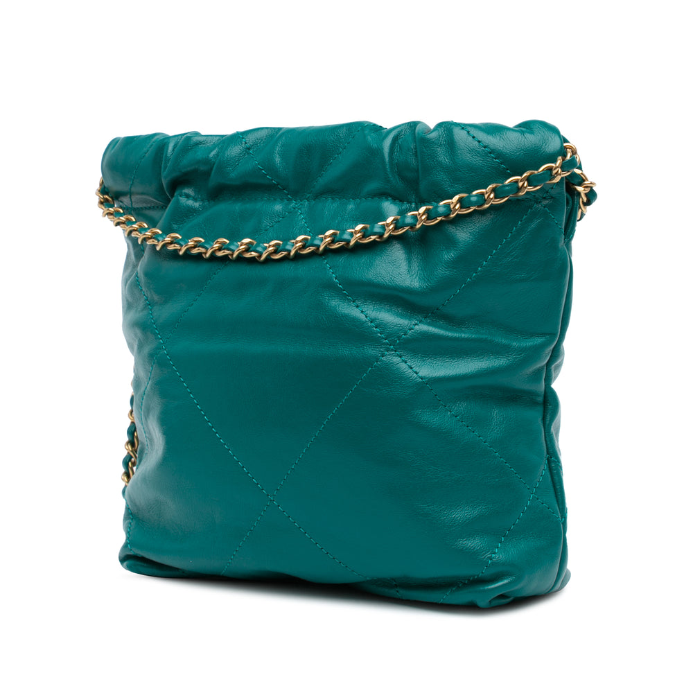 Mini Shiny Calfskin 22 Handbag Green - Gaby Paris