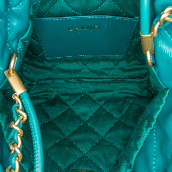 Mini Shiny Calfskin 22 Handbag Green - Gaby Paris