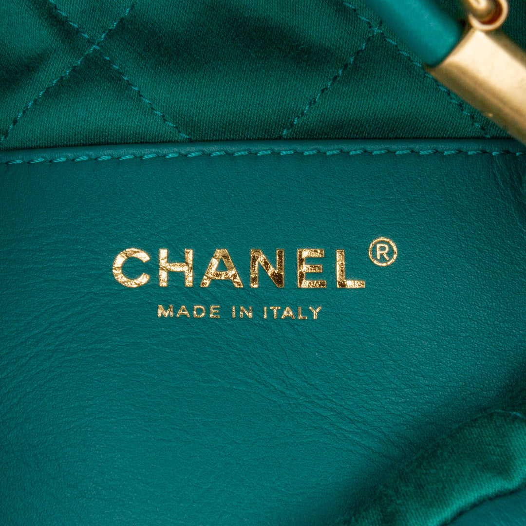 Mini Shiny Calfskin 22 Handbag Green - Gaby Paris
