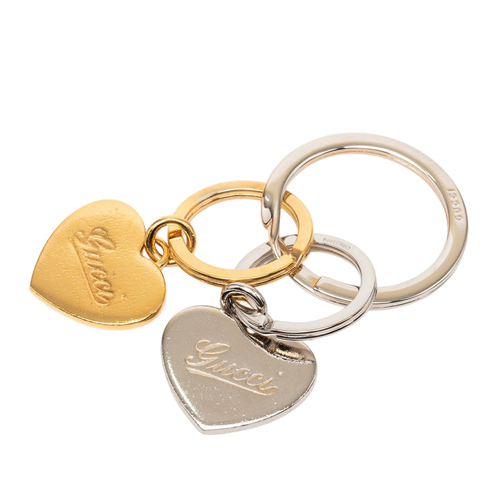 Gucci plaqué et Brass Double Heart Porte-clés
