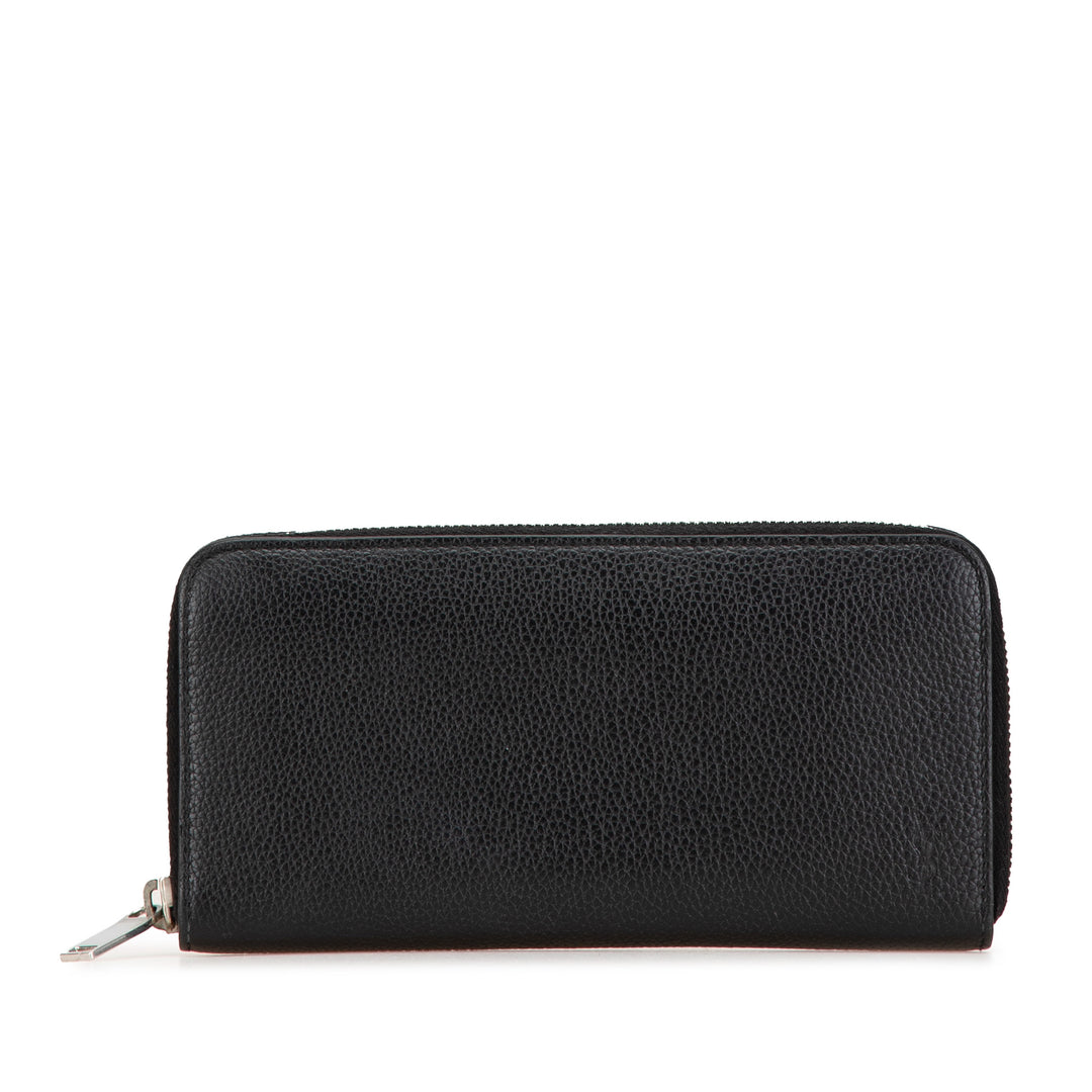 Leather Zip Around Long Wallet Black - Gaby Paris