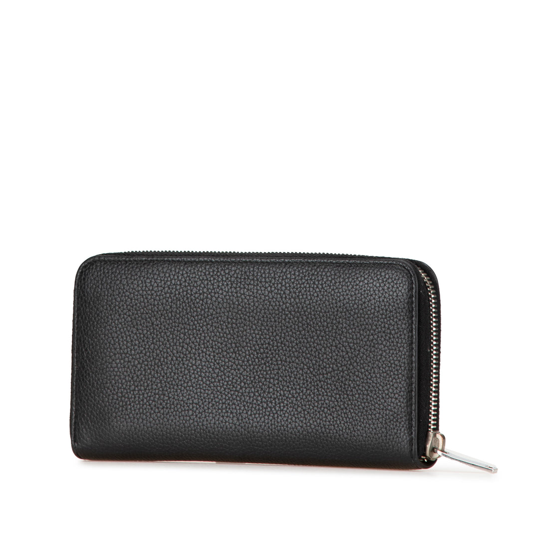 Leather Zip Around Long Wallet Black - Gaby Paris