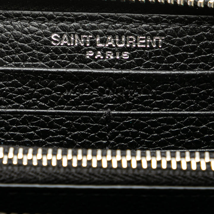 Leather Zip Around Long Wallet Black - Gaby Paris