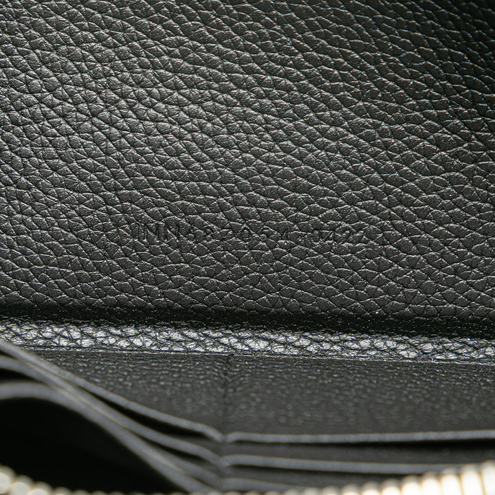 Leather Zip Around Long Wallet Black - Gaby Paris