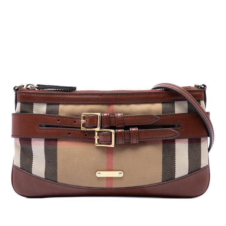 Burberry Sac bandoulière House Check Bridle Peyton Beige – vue principale – GABY PARIS
