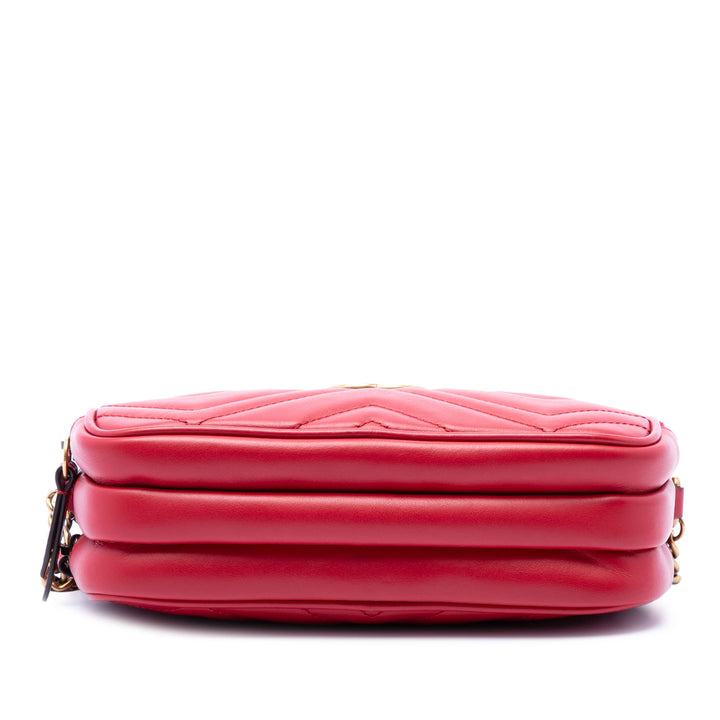 GG Marmont Triple Zippé Sac Mini Cuir de veau Rouge