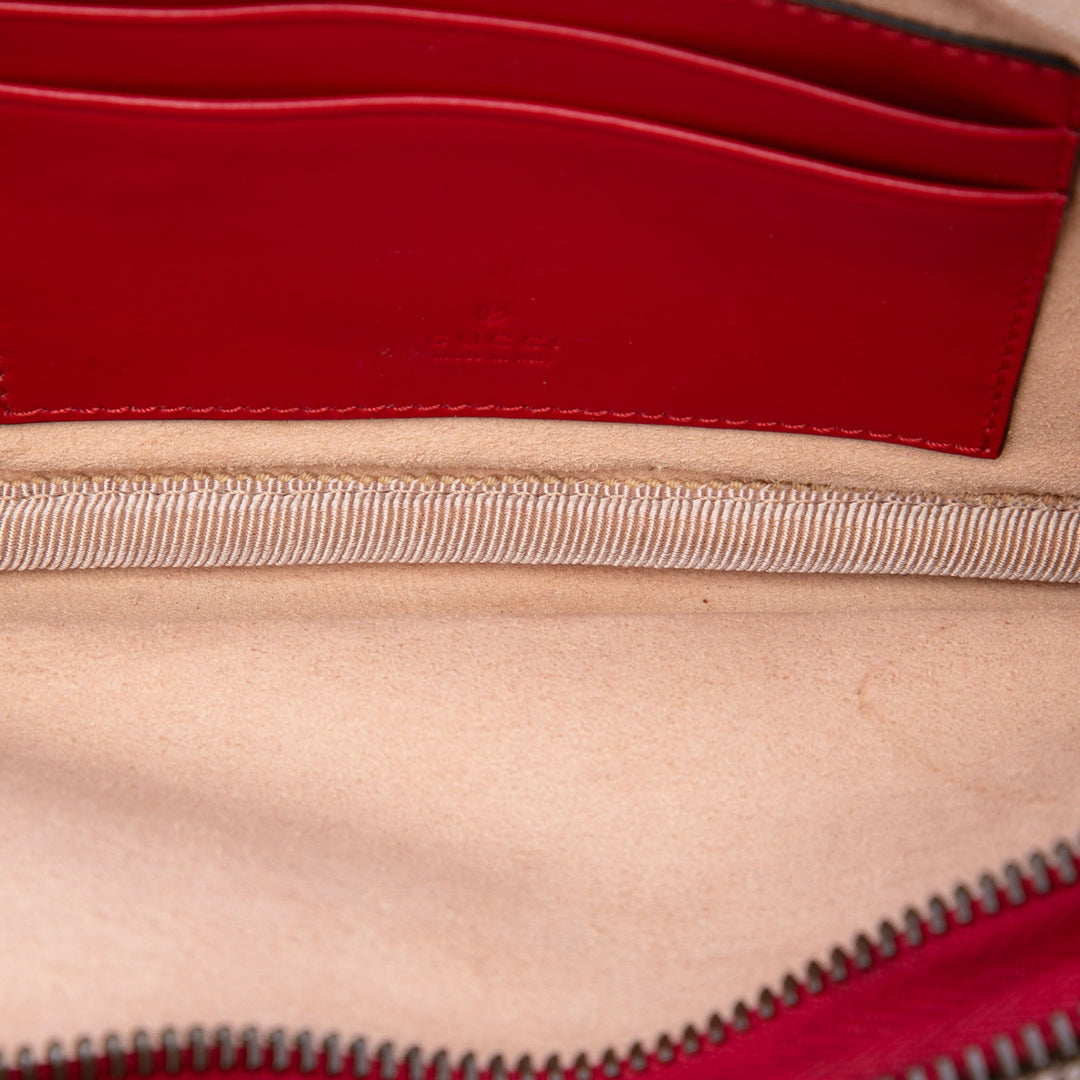 GG Marmont Triple Zippé Sac Mini Cuir de veau Rouge