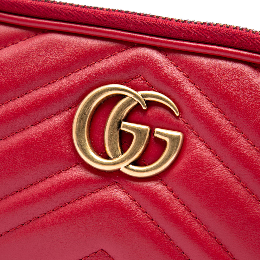 GG Marmont Triple Zippé Sac Mini Cuir de veau Rouge
