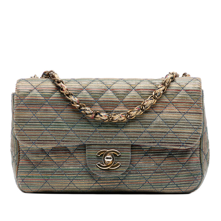 Chanel Paris Seoul Small Metallic Cuir d’agneau Striped à rabat