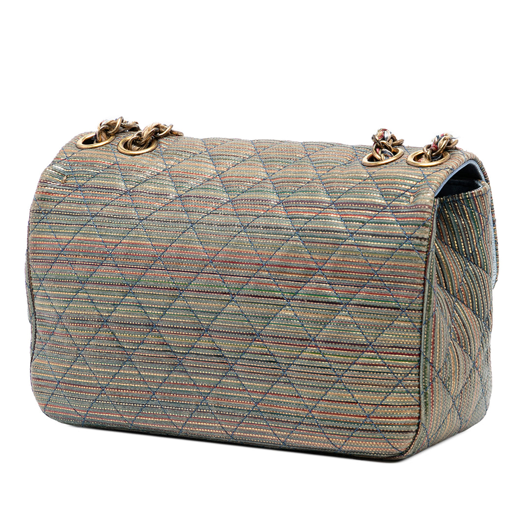 Chanel Paris Seoul Small Metallic Cuir d’agneau Striped à rabat