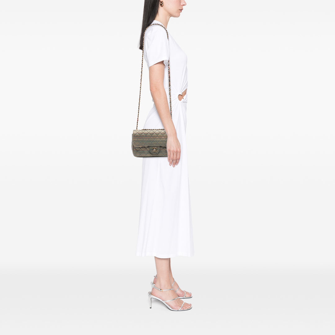 Chanel Paris Seoul Small Metallic Cuir d’agneau Striped à rabat